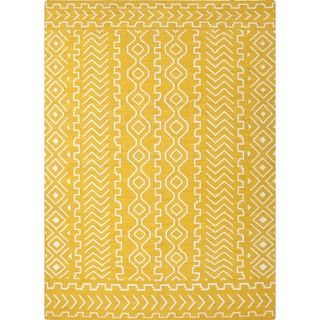 Flat Weave Tribal Gold/ Yellow Wool Area Rug (36 X 56)
