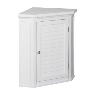 Elegant Home Fashions Slone Corner Wall Cabinet with 1 Shutter Door   White  