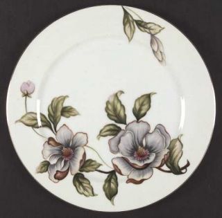 Roselyn Dogwood Dinner Plate, Fine China Dinnerware   Dogwood Flowers, Gold Trim