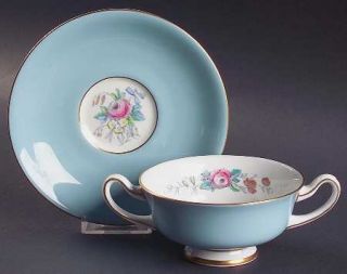 Royal Doulton Old Westbury Blue Footed Cream Soup Bowl & Saucer Set, Fine China