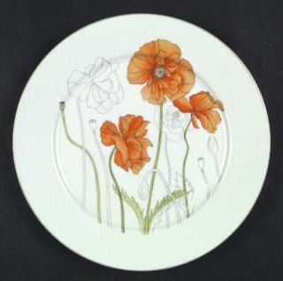Block China Poppy Dinner Plate, Fine China Dinnerware   Watercolors,Goertzen,Ora