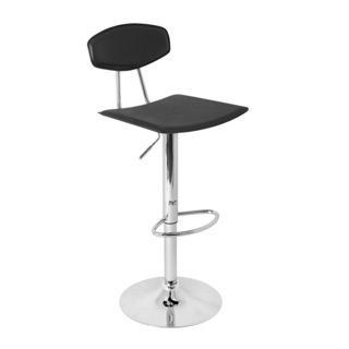 Lumisource Modern Hydraulic Barstool (BlackMaterials Regenerated black leather, chromeHardware finish Chrome Number of stools One360 degree swivel seatSeat height Adjusts from 24 to 32 inchesOverall dimensions 18 inches long x 17.5 inches wide x 42.7