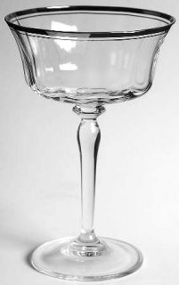 Mikasa Jamestown Clear (Plattrim) Champagne/Tall Sherbet   Clear, Platinum Trim