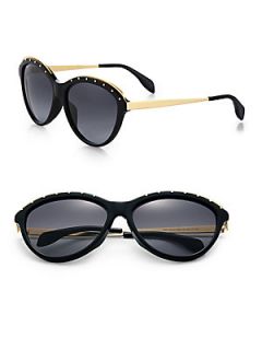 Alexander McQueen Studded Two Tone Acetate Sunglasses   Black