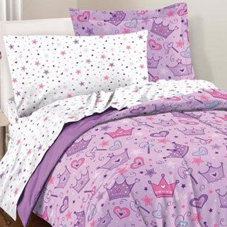Stars And Crowns 5 piece Twin size Bed In A Bag With Sheet Set