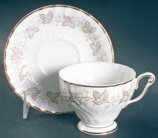 Queen Anne (England) Ailsa Footed Cup & Saucer Set, Fine China Dinnerware   Brow