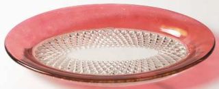 Indiana Glass Diamond Point Ruby Oval Covered Butter, No Lid   Clear W/Ruby Band