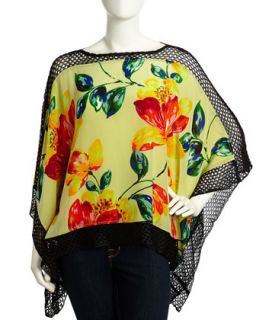Mesh/Silk Floral Tunic, Multi