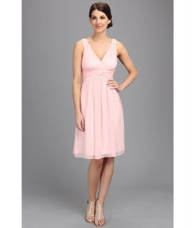 Donna Morgan Jessie Short Silk Chiffon Bra Friendly Dress Womens Dress (Pink)