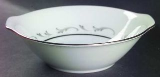 Noritake Caroline Lugged Cereal Bowl, Fine China Dinnerware   Silver & White Scr