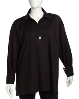 One Button Long Sleeve Tunic, Womens