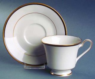 Noritake Coronet Footed Cup & Saucer Set, Fine China Dinnerware   Black Band, Go