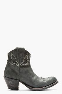 Golden Goose Black Distressed Leather Sidney Boots