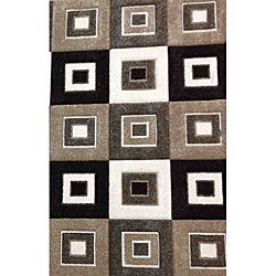 Modern Deco Grey/brown Blocks Rug (79 X 105)