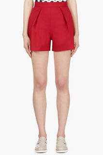 Mother Of Pearl Red Pleated Wool Shorts