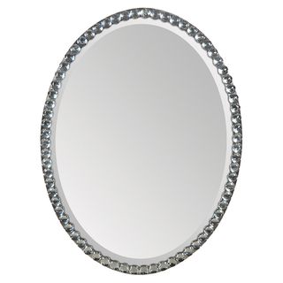 Silver Crystal Frame Oval Mirror