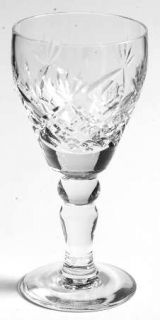 Royal Brierley Elizabeth Clear Sherry Glass   Cut Criss Cross & Dots, Fan On Bow