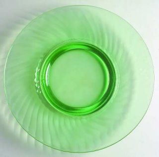 Imperial Glass Ohio Twisted Optic Green Luncheon Plate   Green Swirl, Depression