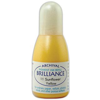 Tsukineko Brilliance Sunflower Yellow Ink Refill (Sunflower YellowBrilliance archival quality pigment ink refillGreat for stamping on or applying to paper, tissue, wood and other porous surfaces Applies well to most glossy surfaces including vellum, photo