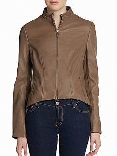 Valerian Lamb Leather & Knit Zip Jacket