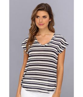 Splendid Marina Eyelet Stripe Tee Womens T Shirt (Navy)