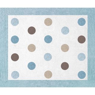 Sweet Jojo Designs Blue And Brown Mod Dots Cotton Floor Rug