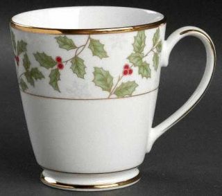 Noritake Holly And Berry Gold Accent Mug, Fine China Dinnerware   Holly/Berry Ri