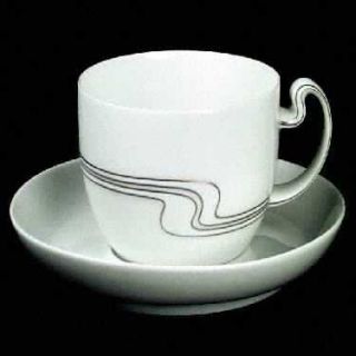 Rosenthal   Continental White Gold Flat Cup & Saucer Set, Fine China Dinnerware