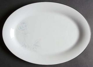 Noritake Virtue 12 Oval Serving Platter, Fine China Dinnerware   White/Blue Ros