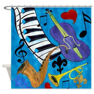  Jazz On Blue Shower Curtain  Use code FREECART at Checkout