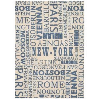 Waverly Sun and Shade Distressed Blue Cities Rug (79 X 1010)