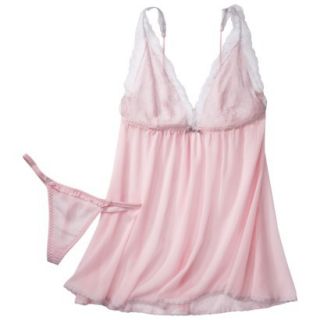 Gilligan & OMalley Womens Yoryu Baby Doll Set with Thong   Light Pink L