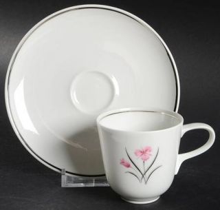Easterling Caprice Flat Demitasse Cup & Saucer Set, Fine China Dinnerware   Pink