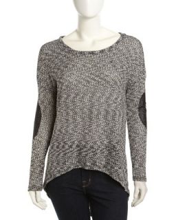 Long Sleeve Elbow Patch Sweater, Gray