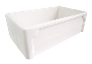 Alfi Brand AB3018DECOW Kitchen Sink, 30 Single Bowl Thick Fireclay Farmhouse w/Decorative Apron White