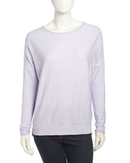 Long Sleeve Bateau Slub Knit Pullover, Lilac
