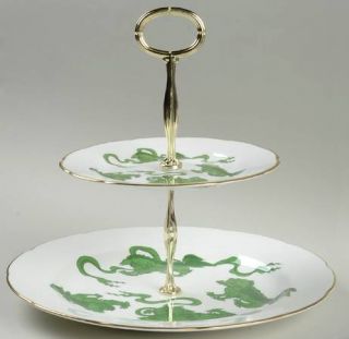 Wedgwood Chinese Tigers Green 2 Tiered Serving Tray (Dp, Sp), Fine China Dinnerw