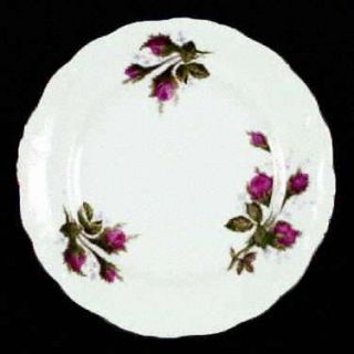 Japan China Moss Rose Salad Plate, Fine China Dinnerware   Pink Roses,Scalloped,