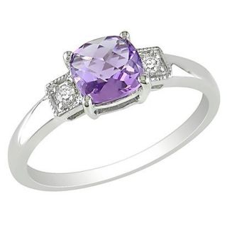 4/5 Carat Amethyst and Diamond Accent Fashion Ring in Sterling Silver