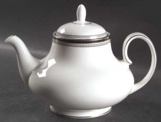 Royal Doulton Sarabande Teapot & Lid, Fine China Dinnerware   Black Band & Circl