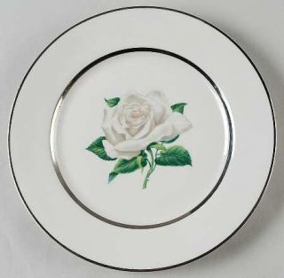 Embassy (American) Gray Rose Salad Plate, Fine China Dinnerware   White/Gray Ros