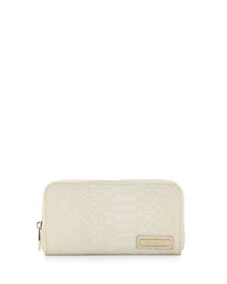 Passion Snake Embossed Continental Wallet, Cream