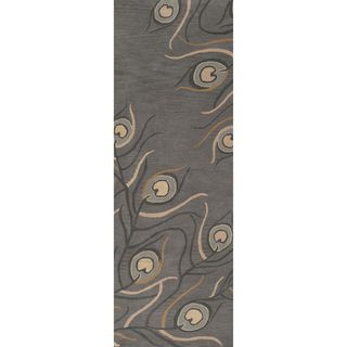 Hand tufted Cirrus Pewter Floral Wool Rug (26 X 8)