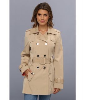Calvin Klein Double Breasted Belted Trench CW342211 Womens Coat (Khaki)