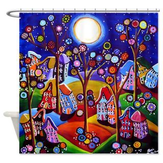  Fun Funky Houses Trees Art Shower Curtain  Use code FREECART at Checkout