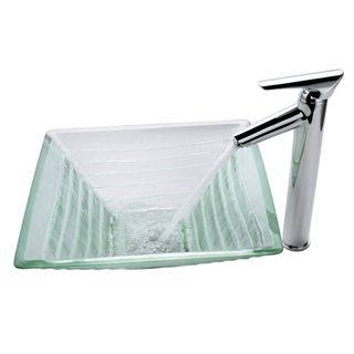 Kraus Bathroom Combo Set Alexandrite Square Clear Glass Sink With Faucet