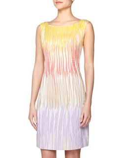 Sleeveless Jacquard Printed Dress, Delphinium