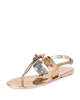 Womens Petra Electroplate Jelly Sandal, Rose Gold   Rebecca Minkoff