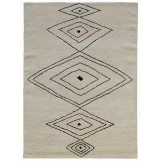 Hand knotted Ivory Southwestern/tribal Pattern Wool Contemporary Rug (5 X 8)