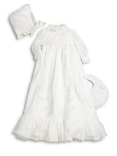 Ralph Lauren Infants Three Piece Christening Gown, Bonnet & Bag Set   White